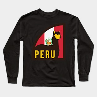 Peru Flag Alpaca Peruvian Sur Andes Inca Machu Picchu Lima Long Sleeve T-Shirt